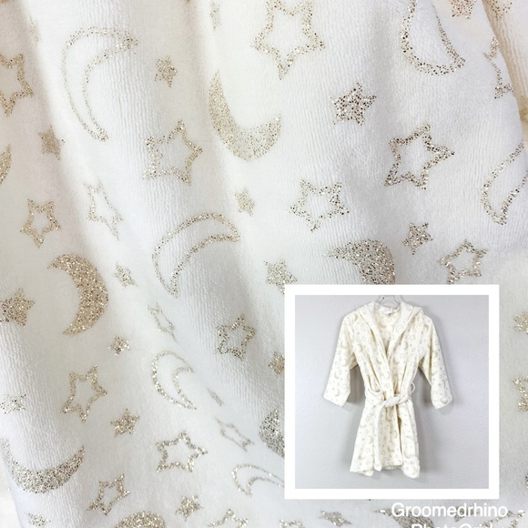Tucker + Tate Fleece Hooded Star Moon Shimmer Robe Size 7/8 - Picture 1 of 9